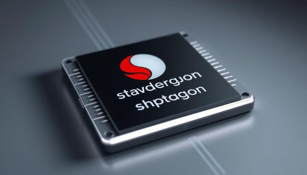 A highly detailed and technically accurate rendering of the Qualcomm Snapdragon chipset, showcasing its advanced image processing capabilities. The chipset is depicted in a sleek, modern design, with a focus on the Semantic ISP (Image Signal Processor) and its ability to enable noise-free low-light photography through sophisticated algorithmic processing. The image should convey a sense of technological sophistication and innovation, with a clean, well-lit composition that highlights the intricate details and components of the Snapdragon chip.